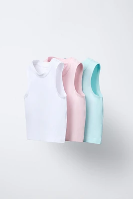 THREE-PACK OF BASIC SLEEVELESS T-SHIRTS