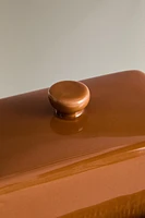 CARAMEL STONEWARE BUTTER DISH