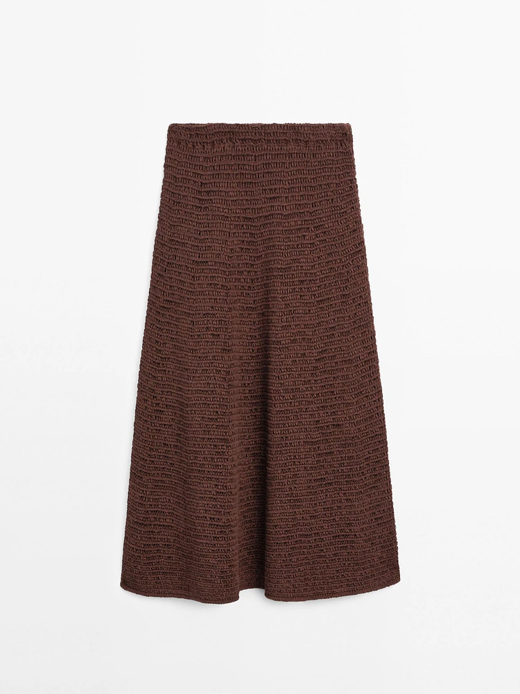 Cotton blend crochet midi skirt