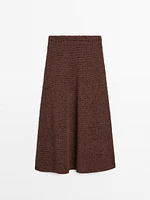 Cotton blend crochet midi skirt