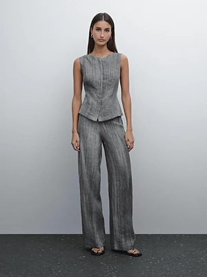 Pleated trousers 100% linen