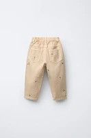 PANTALON EN SERGÉ BALLON BRODÉ FLEURS