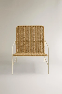 CHAISE D’EXTÉRIEUR TRESSÉE STRUCTURE MÉTAL