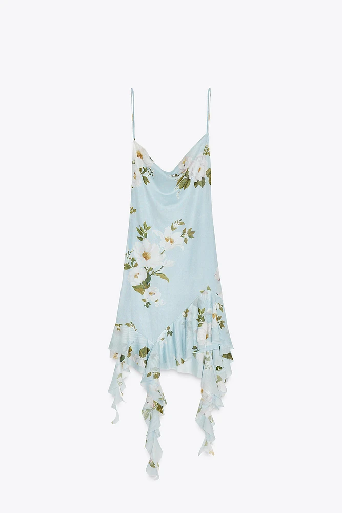 ROBE COURTE EN TULLE IMPRIMÉ FLEURS