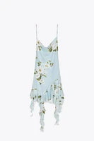 ROBE COURTE EN TULLE IMPRIMÉ FLEURS