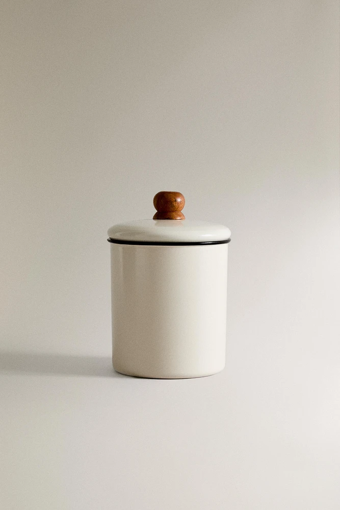 SMALL ENAMELED PET TREATS JAR