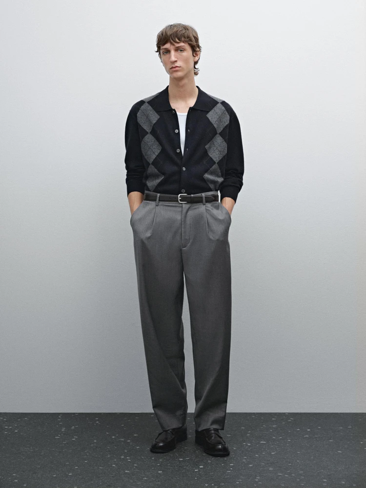 Pantalon relaxed fit laine froide