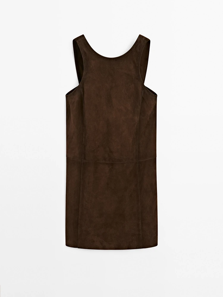 Suede leather mini dress
