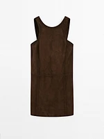 Suede leather mini dress