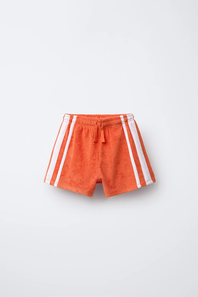 TOWELING SHORTS WITH SIDE STRIPES