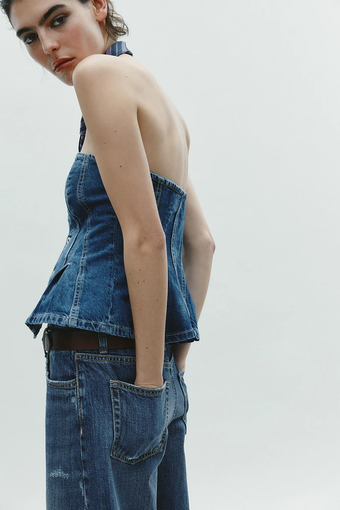 TRF DENIM BANDEAU TOP