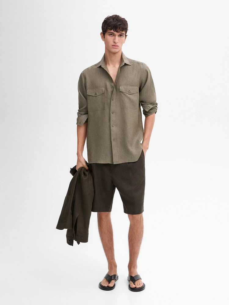 Chemise avec poches 100 % lin