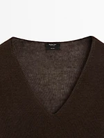 Pull en maille à col V 100 % lin