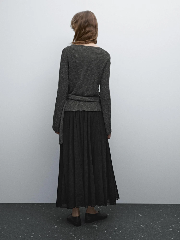 Jupe midi plissée volume
