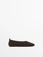 Lace-up printed ballet flats