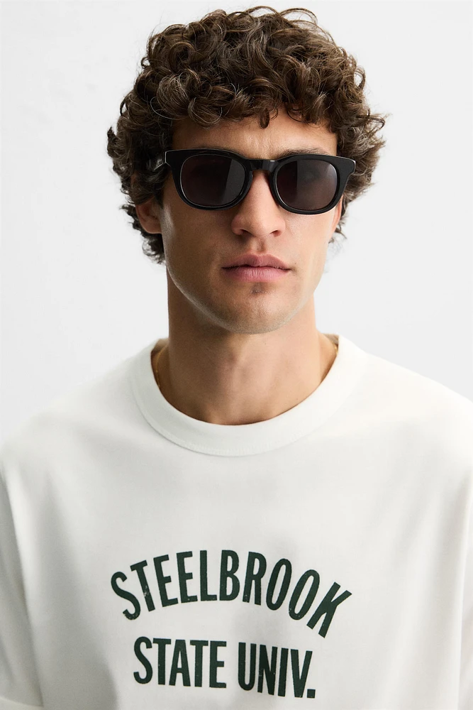 RIBBED TEXT T-SHIRT