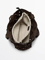 Studded split suede shopper bag