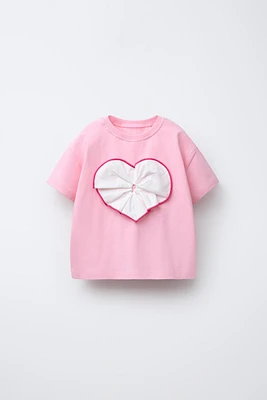 COMBINED POPLIN HEART T-SHIRT