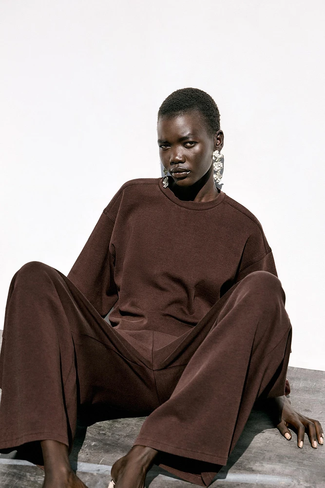 WASHED EFFECT INTERLOCK PANTS