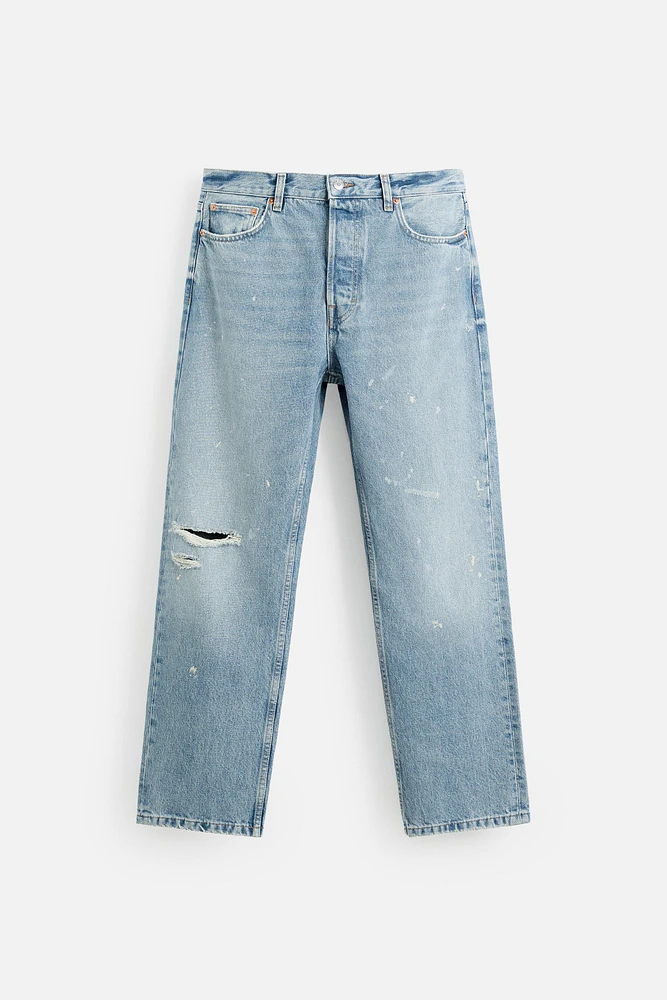 JEAN STRAIGHT FIT ÉCLABOUSSURES DE PEINTURE