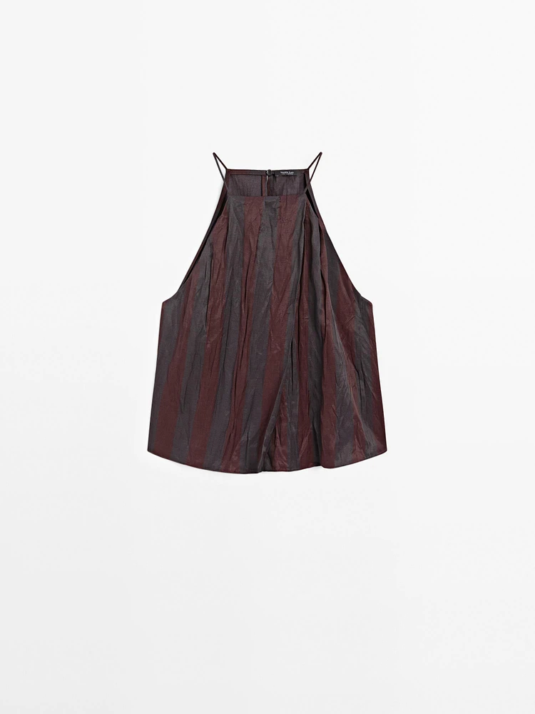 Striped flowing halter top