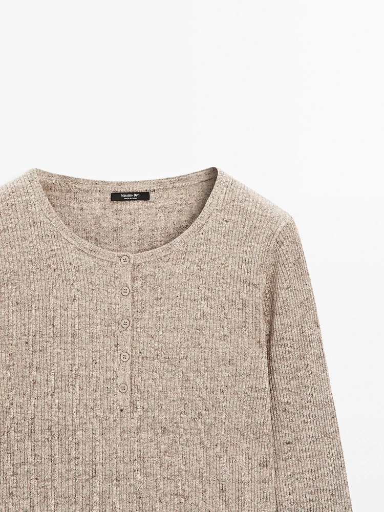 Linen blend henley sweater