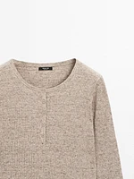 Linen blend henley sweater