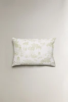 TOILE DE JOUY SATEEN PILLOWCASE WITH PALM TREES