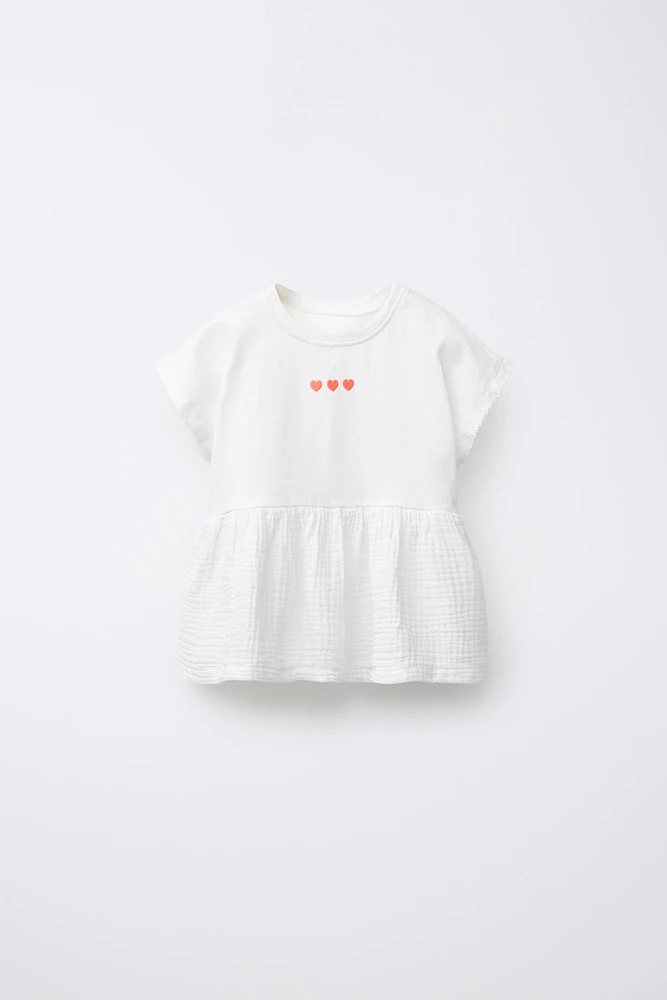 BLOUSE À TEXTURE COMBINÉE BRODÉE