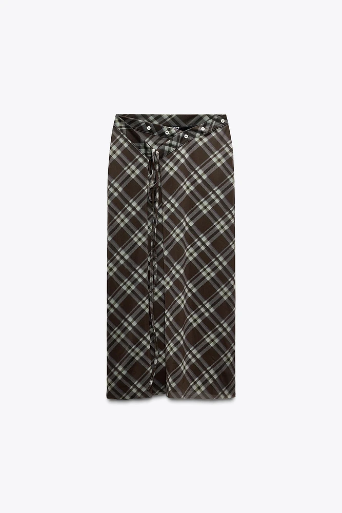 PLAID TULLE WRAP SKIRT