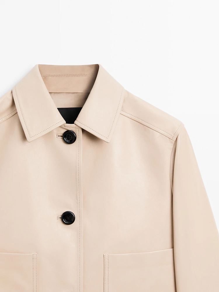 Veste courte en cuir nappa