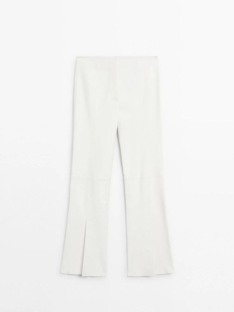 Pantalon flare fendu en cuir - Studio