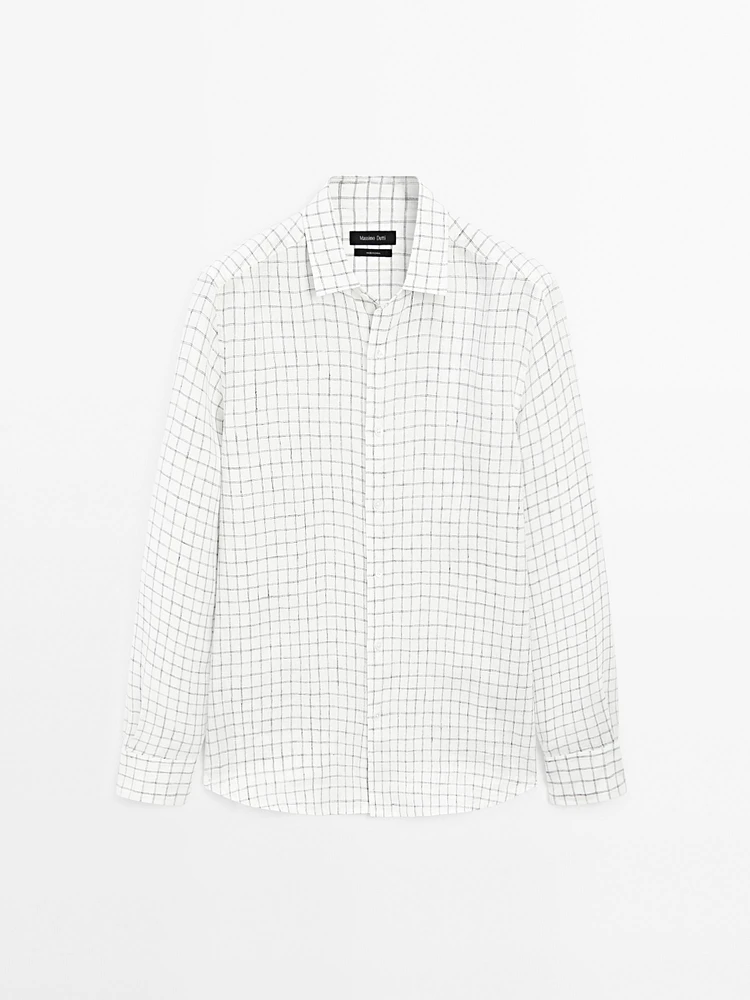 Regular-fit linen check shirt