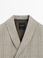 Check print shawl collar blazer