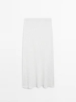 Jupe midi en maille de coton mélangé