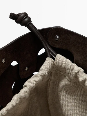 Studded split suede shopper bag
