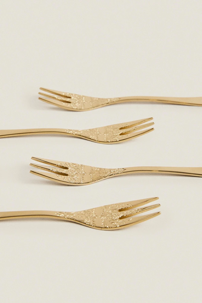 SET OF DECORATIVE ENGRAVED DESSERT FORKS (SET OF 4)