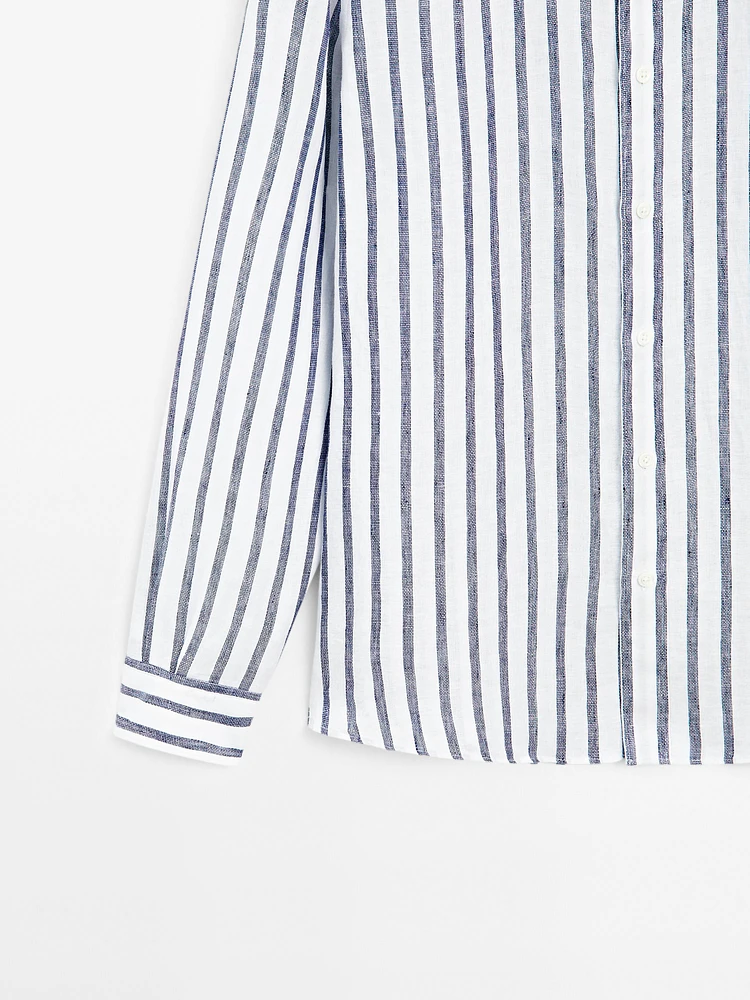 Chemise lin regular à rayures