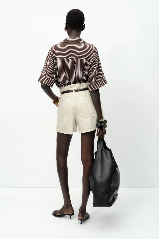 Z1975 DENIM PAPERBAG BELTED SHORTS