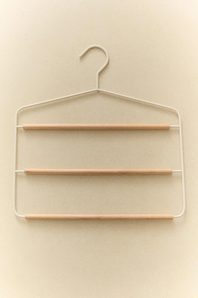 METAL AND WOOD PANTS HANGER