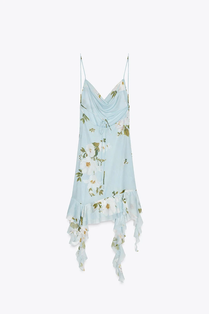 ROBE COURTE EN TULLE IMPRIMÉ FLEURS