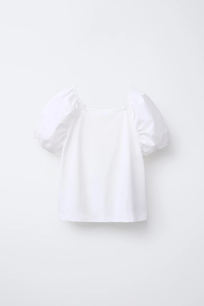 T-SHIRT BIMATIÈRE FLEUR SATINÉE