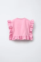 POPLIN RUFFLE MIXED T-SHIRT