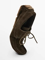 Mocassins bateau en croûte de cuir