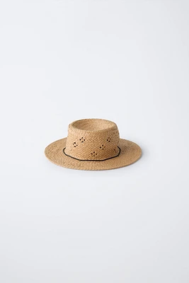 CHAPEAU EFFET PAILLE LACET