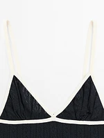Pointelle knit triangle top