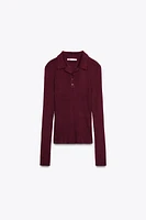 PULL POLO EN MAILLE CÔTELÉE