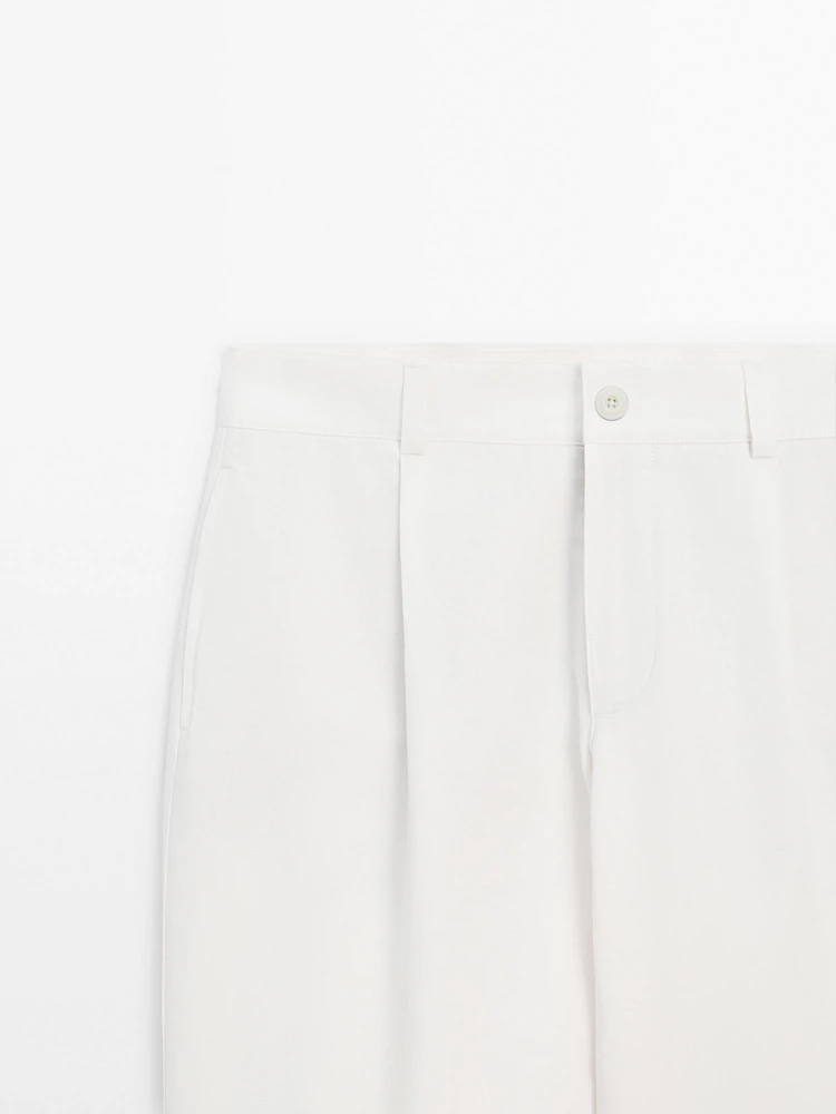 Pantalon relaxed fit en coton mélangé