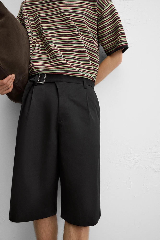 BELTED PLEATED SHORTS