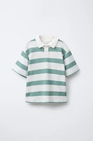 STRIPED KNIT POLO SHIRT